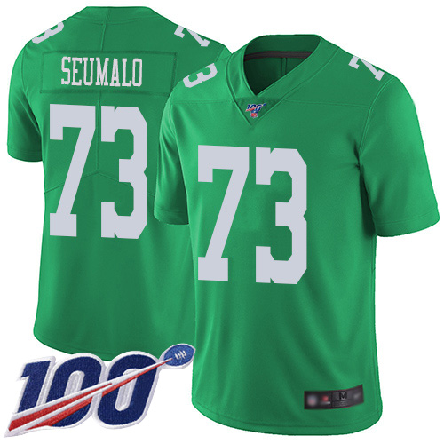 Men Philadelphia Eagles 73 Isaac Seumalo Limited Green Rush Vapor Untouchable NFL Jersey 100th Season